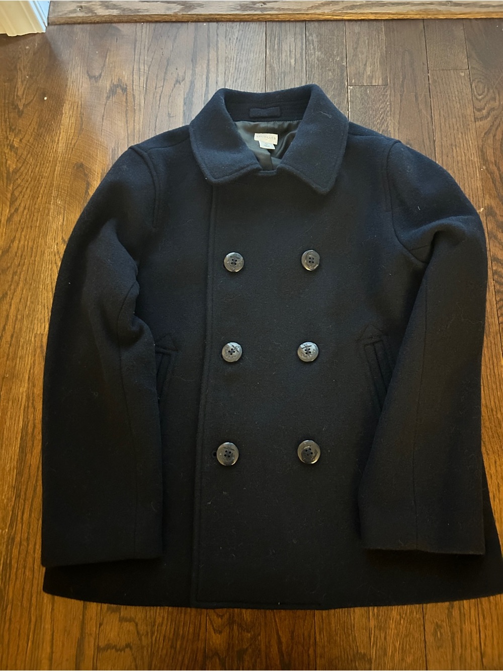 Crewcuts Black Wool Blend Double-Breasted Peacoat